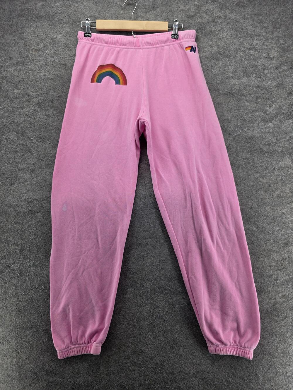 Aviator Nation Sweatpants Womens L Pink French Terry Relaxed Elastic Waist